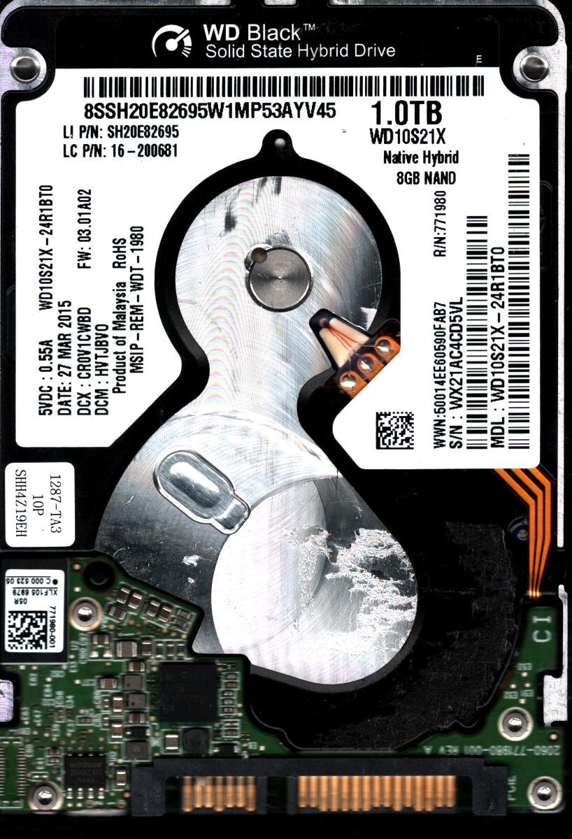 WD10S21X-24R1BT0 S/N:WX21A DCM:HVTJBV0 WESTERN DIGITAL 1TB MALAYSIA MAR 2015