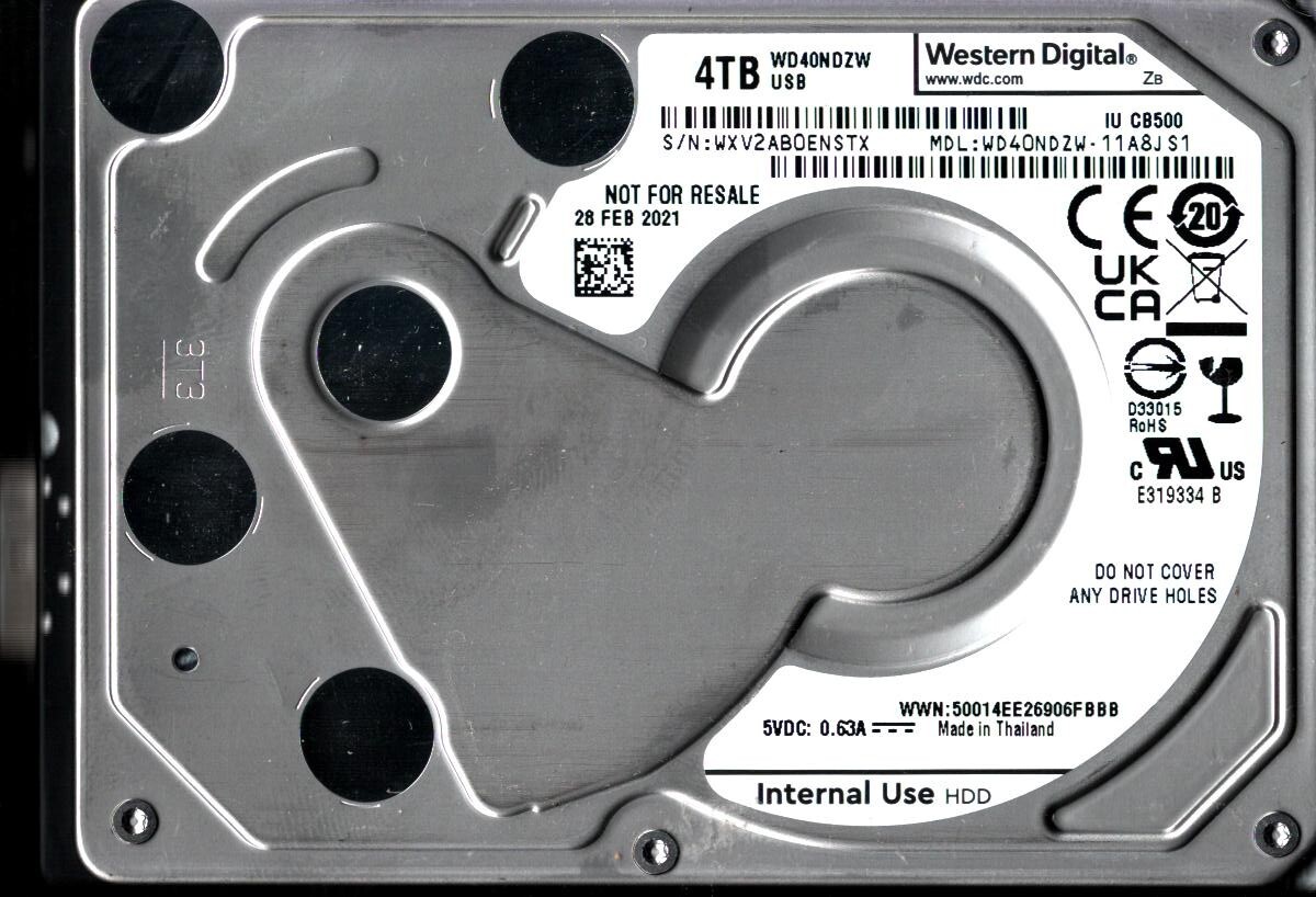 WD40NDZW-11A8JS1 S/N: WXV2A WESTERN DIGITAL 4TB THAILAND FEB 2021 - Image 2