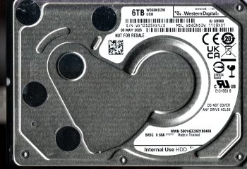 WD60NDZW-11C8XS1 S/N: WX12D WESTERN DIGITAL 6TB THAILAND MAY 2025